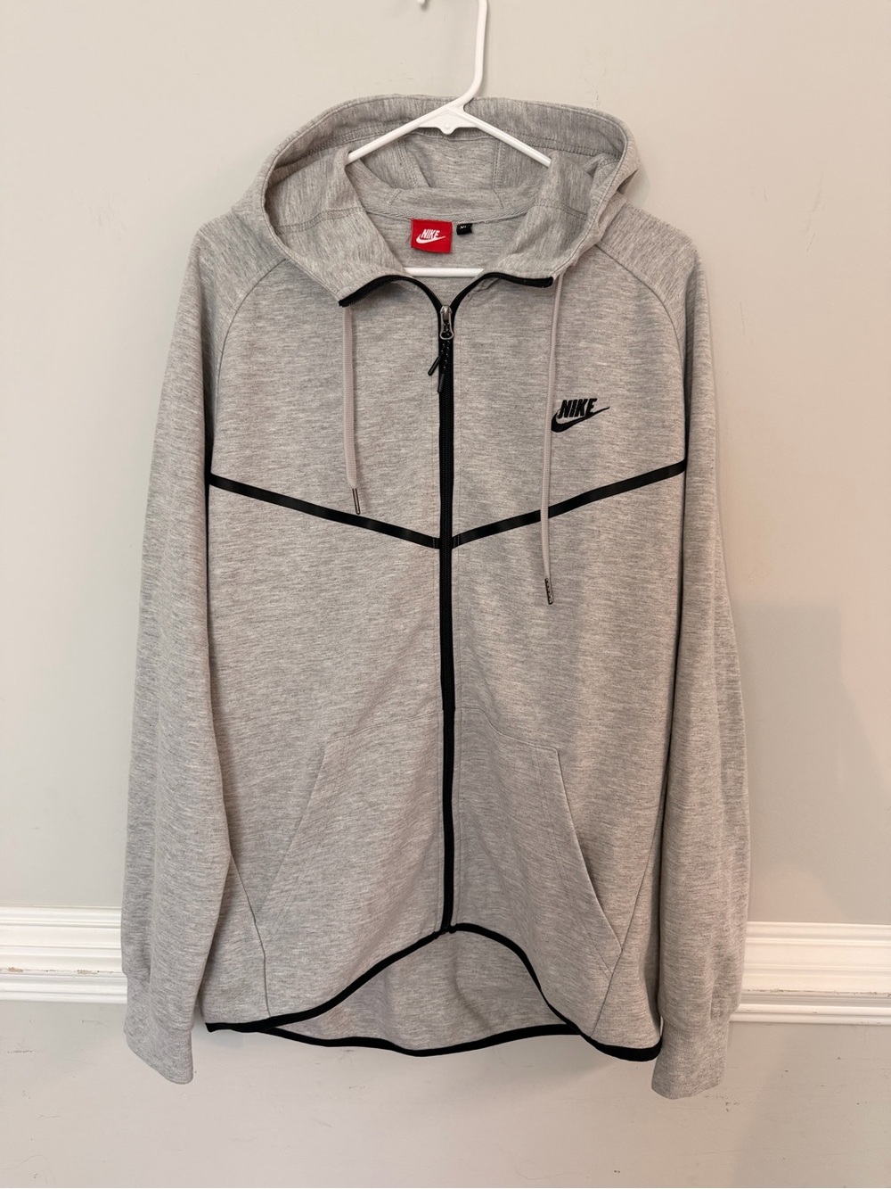 Nike Light Gray Full-Zip Hoodie with Black Accents